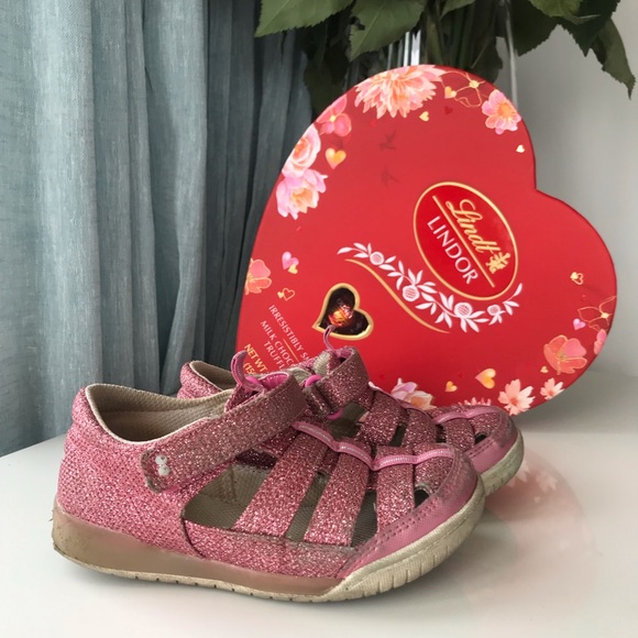 Stride Rite sandals Memory Foam Toddler size 11 LIKE NEW SPARKLE PINK CLOSED TOE - Picture 3 of 7